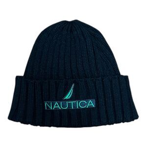 Nautica Ribbed Beanie One Size Thick 90s Fleece Lining NWT